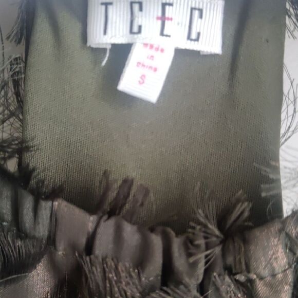 TCEC Green And Copper Textured Halter Dress - Picture 5 of 9